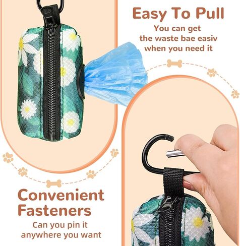 Dog Poop Bag Holder with Leash Attachment - Stylish Fashion Print Carrier and Dispenser for Potty Bags,Magritte,Medium in Saudi Arabia