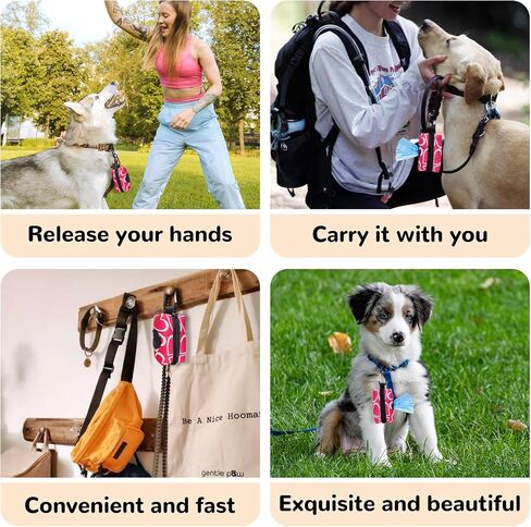 Dog Poop Bag Holder with Leash Attachment - Stylish Fashion Print Carrier and Dispenser for Potty Bags,Magritte,Medium in Saudi Arabia