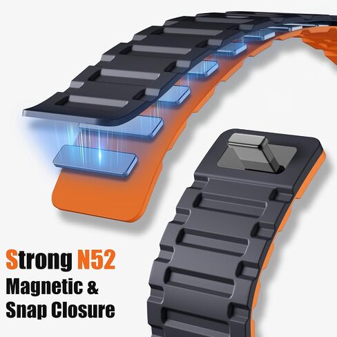 Maledan Magnetic Sport Band Compatible with Apple Watch Ultra 2 & Ultra Band for Men Women 49mm 46mm 45mm 44mm 42mm 41mm 40mm 38mm, Waterproof Silicone Watch Band for iWatch SE Series 10 9 8 7 6 5 4 3 in Saudi Arabia
