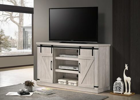 Lilola Home Asher Dusty Gray 54" Wide TV Stand with Sliding Doors and Cable Management in Saudi Arabia