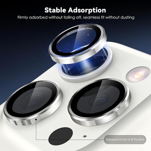 CloudValley [عبوة من قطعتين لهاتف iPhone 16 Pro/iPhone 16 Pro Max، [زخرفة لامعة] غطاء زجاجي مقوى فائق الدقة، ملحقات حلقة واقية لشاشة العدسات المعدنية، تيتانيوم أسود in Kuwait