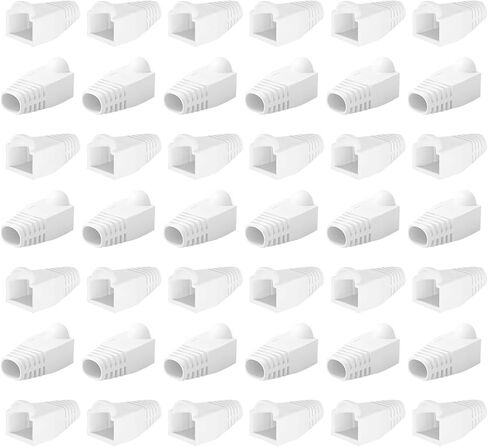 OLIREXD RJ45 Cat5e Cat6 Boot Cover, PVC Soft Plastic Crystal Head Jacket Ethernet Network Cable 8mm Strain Relief Boots Cable Connector Plug for Various Diameter LAN Cable 50Pcs (White) in Saudi Arabia