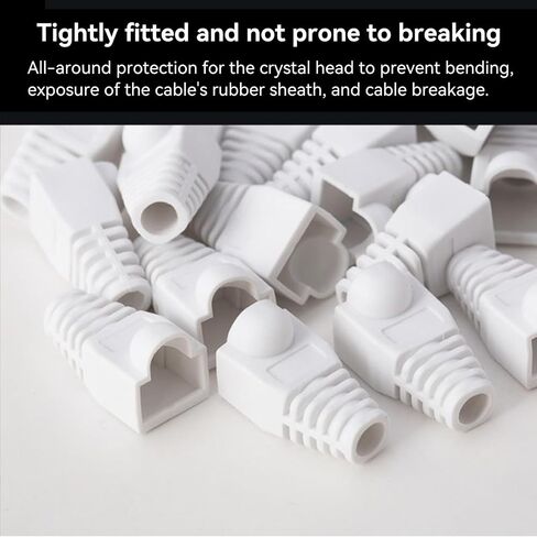 OLIREXD RJ45 Cat5e Cat6 Boot Cover, PVC Soft Plastic Crystal Head Jacket Ethernet Network Cable 8mm Strain Relief Boots Cable Connector Plug for Various Diameter LAN Cable 50Pcs (White) in Saudi Arabia