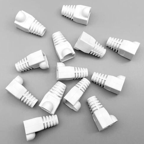 OLIREXD RJ45 Cat5e Cat6 Boot Cover, PVC Soft Plastic Crystal Head Jacket Ethernet Network Cable 8mm Strain Relief Boots Cable Connector Plug for Various Diameter LAN Cable 50Pcs (White) in Saudi Arabia