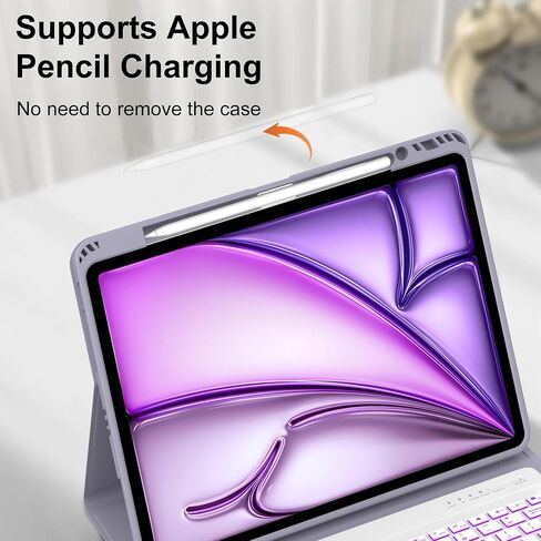 JADEMALL for New iPad Air 13 inch Case Keyboard (M2) 2024, Compatible with iPad Air 13 inch, 7 Color Backlit, Wireless Detachable Keyboard, Auto Sleep/Wake, Smart Folio Cover with Pencil Holder,Purple in Saudi Arabia
