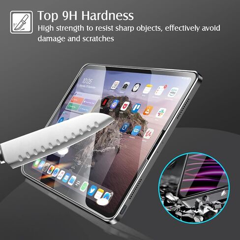 auaua Screen Protector for iPad Pro 12.9 inch 6th/5th/4th/3rd Generation (2022/2021/ 2020/2018), with Easy Installation Tool, 9H Hardness Tempered Glass in Kuwait