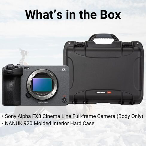 حزمة كاميرا Sony Alpha FX3 Cinema Line كاملة الإطار (الجسم فقط) مع حافظة صلبة مع 920 حافظة صلبة داخلية مصبوبة مع حشوة إسفنجية ومنظم غطاء (عنصران) in Saudi Arabia