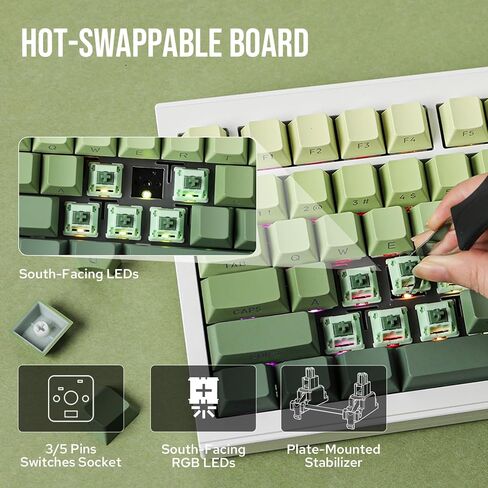 مجموعة لوحة مفاتيح الألعاب CIDOO V98 96% من الألومنيوم، مجموعة لوحة مفاتيح ميكانيكية حشية مع 5 طبقات حشوة، QMK قابلة للبرمجة، BT5.0/2.4 جيجا هرتز/USB-C مجموعة هيكلية مخصصة قابلة للتبديل السريع لـ Win/Mac in Kuwait