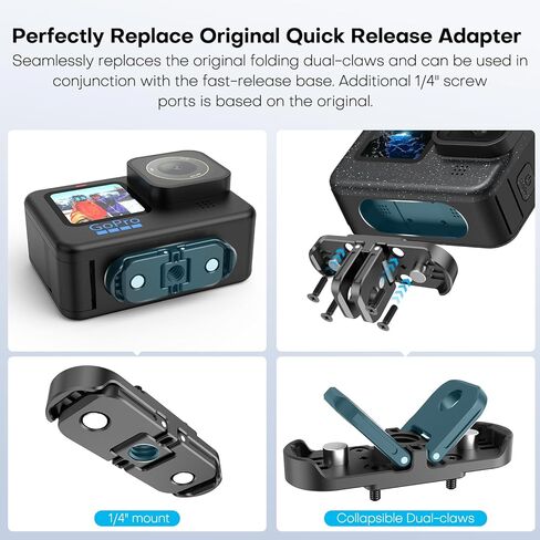 مجموعة تركيب سريعة الإصدار من REYGEAK لـ GoPro Hero 12/11/10/9، حامل قاعدة مزلاج مغناطيسي لـ GoPro Hero 13، محول تركيب معدني من الألومنيوم مع برغي 1/4 بوصة لملحقات GoPro Clamp in Kuwait