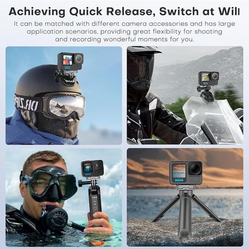 مجموعة تركيب سريعة الإصدار من REYGEAK لـ GoPro Hero 12/11/10/9، حامل قاعدة مزلاج مغناطيسي لـ GoPro Hero 13، محول تركيب معدني من الألومنيوم مع برغي 1/4 بوصة لملحقات GoPro Clamp in Kuwait