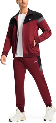 Libin بدلات رياضية رجالية بدلات رياضية للرجال بدلات رياضية بأكمام طويلة كاجوال بسحاب كامل للركض مجموعة ملابس رياضية من قطعتين in Kuwait