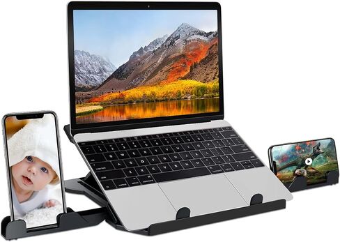 𝐋𝐩𝐨𝐚𝐤𝐞 Laptop Stand for Desk, Tablet Stand Holder, Adjustable Computer Stand for Laptop with 2 Phone Holders 8 Viewing Angles Compatible for 8"-18" iPad Laptop Kindle Surface Pro Book E-Reader in Saudi Arabia