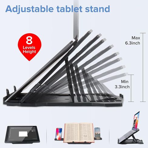 𝐋𝐩𝐨𝐚𝐤𝐞 Laptop Stand for Desk, Tablet Stand Holder, Adjustable Computer Stand for Laptop with 2 Phone Holders 8 Viewing Angles Compatible for 8"-18" iPad Laptop Kindle Surface Pro Book E-Reader in Saudi Arabia