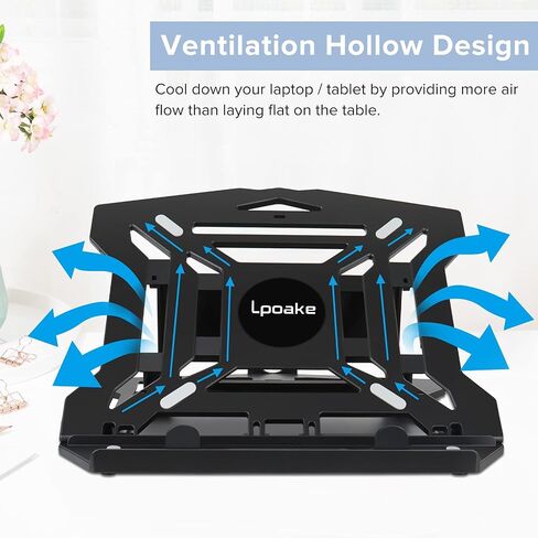 𝐋𝐩𝐨𝐚𝐤𝐞 Laptop Stand for Desk, Tablet Stand Holder, Adjustable Computer Stand for Laptop with 2 Phone Holders 8 Viewing Angles Compatible for 8"-18" iPad Laptop Kindle Surface Pro Book E-Reader in Saudi Arabia
