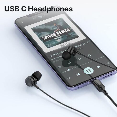 سماعات رأس USB C لهاتف iPhone 15 Pro Max Plus وSamsung Galaxy S24 S23 Ultra FE A55، سماعات أذن USB C مع ميكروفونات من النوع c داخل الأذن سماعات أذن سلكية متوافقة مع ipad Pro 2022، Pixel 7/6 وغيرها in Kuwait