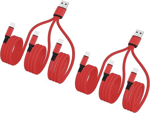 【عبوة من قطعتين بطول 0.6 قدم】 كابل USB-C متعدد، 3 في 1 شحن متعدد النوع C، شحن USB-C مقسم 3A، سلك نايلون أسود، USB A إلى 3 منافذ USB C، متوافق مع iPhone 15، iPad Pro/Air، Samsung S24 جوجل، أندرويد in Kuwait