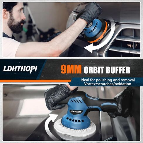 Cordless Polisher, 12V 2000mAh Battery Dual Action Polisher, 6 Variable Speeds, 3000-5000RPM for Car Detailing, for Car, Boat, Wall, Floor, DIY (2 Batteries) in Saudi Arabia