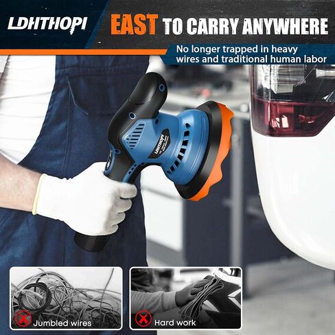 Cordless Polisher, 12V 2000mAh Battery Dual Action Polisher, 6 Variable Speeds, 3000-5000RPM for Car Detailing, for Car, Boat, Wall, Floor, DIY (2 Batteries) in Saudi Arabia