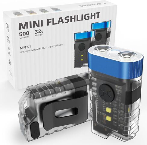 Rechargeable EDC Clip Keychain Flashlight, Pocket Small Mini Flashlights 1500 Lumens, 10 Modes 2 Illumination Angles, USB C Charging Magnetic for Home, Emergency, Night Working, 2 Pack, Blue in Saudi Arabia