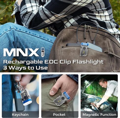 Rechargeable EDC Clip Keychain Flashlight, Pocket Small Mini Flashlights 1500 Lumens, 10 Modes 2 Illumination Angles, USB C Charging Magnetic for Home, Emergency, Night Working, 2 Pack, Blue in Saudi Arabia