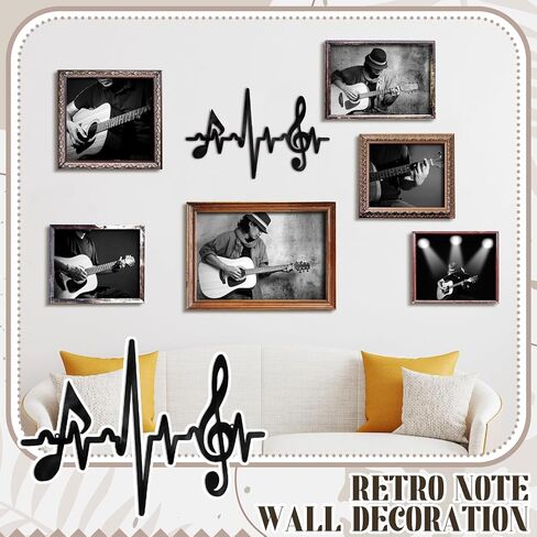 Blulu Metal Music Notes Wall Decor Music Sign Wall Art Vintage Musical Heartbeat Metal Wall Art Hanging Music Theme Note Wall Sign for Music Studio, Bedroom, Living Room Bathroom 15.75 x 9.04 Inches in Saudi Arabia