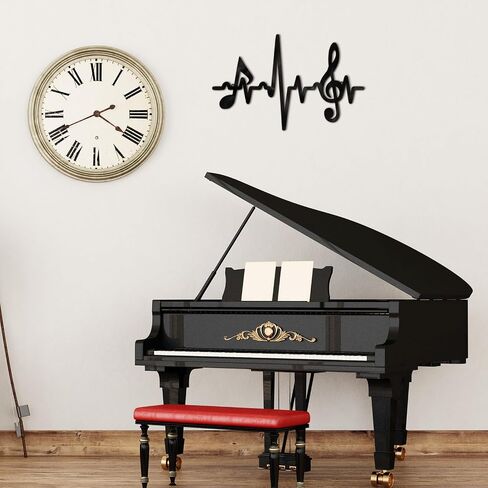 Blulu Metal Music Notes Wall Decor Music Sign Wall Art Vintage Musical Heartbeat Metal Wall Art Hanging Music Theme Note Wall Sign for Music Studio, Bedroom, Living Room Bathroom 15.75 x 9.04 Inches in Saudi Arabia