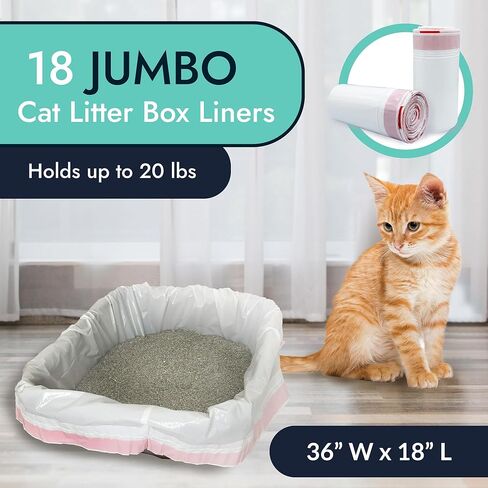 ريلي. بطانات صندوق فضلات القطط (18 قطعة)، جامبو | الرباط بطانة صندوق القمامة | أكياس فضلات القطط شديدة التحمل لصندوق الفضلات ونفايات القطط | بطانات صندوق فضلات القطط والقطط، ومقابض برباط (أبيض) in Kuwait