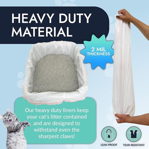 ريلي. بطانات صندوق فضلات القطط (18 قطعة)، جامبو | الرباط بطانة صندوق القمامة | أكياس فضلات القطط شديدة التحمل لصندوق الفضلات ونفايات القطط | بطانات صندوق فضلات القطط والقطط، ومقابض برباط (أبيض) in Kuwait