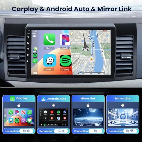 Hodozzy 4G+64G 8 Core Carplay & Android Auto Car Stereo for Mitsubishi Lancer 2008 2009 2010 2011 2012 2013 2014 2015 2016 2017، شاشة لمس 10.1 بوصة راديو سيارة مع نظام تحديد المواقع، بلوتوث، واي فاي، FM، كاميرا in Kuwait