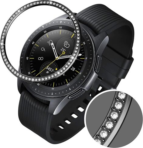 Bezel Ring Styling Compatible with Samsung Galaxy Watch 42mm/Gear Sport,Stainless Steel Bezel Ring Adhesive Cover Anti Scratch Protector Case for Samsung Watch 42mm, Black in Saudi Arabia