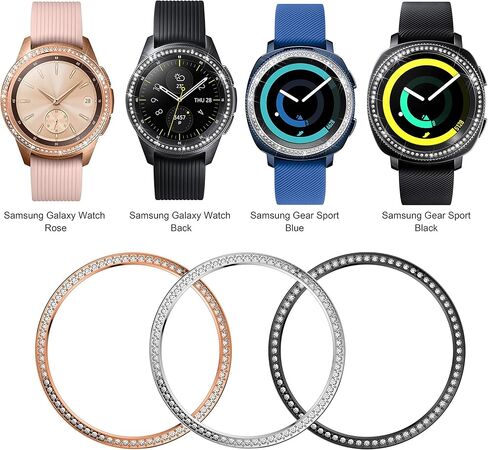 Bezel Ring Styling Compatible with Samsung Galaxy Watch 42mm/Gear Sport,Stainless Steel Bezel Ring Adhesive Cover Anti Scratch Protector Case for Samsung Watch 42mm, Black in Saudi Arabia