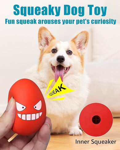 Dog Toys Squeaky, Funny Puppy Balls Pet Toy Pack, Interactive Latex Rubber Squeak Egg Ball for Puppies Small Medium Breed Dogs in Kuwait