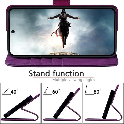 for Samsung Galaxy S23 Ultra Genuine Leather Wallet case 【RFID Blocking】【4 Credit Card Holder】【Real Leather】 Flip Folio Book Phone case Protective Cover Women Men for S23Ultra case Purple in Saudi Arabia