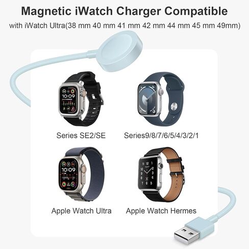 [MFi Certified] Watch Charger for Apple Watch Charger Magnetic Fast Smart iWatch Charger 3.3FT Charging Cable USB Wall Plug Adapter Block Compatible with Apple Watch Ultra Series SE/SE2/9/8/7/6/5/4/3 in Saudi Arabia