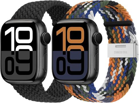 Braided Solo Loop Compatible with Apple Watch Band 44mm 40mm 38mm 42mm 41mm 45mm 46mm 49mm Men Women, Stretchy Nylon Strap Elastic Sport Wristband for iWatch Series 10 9 8 7 6 5 4 3 SE Ultra in Kuwait