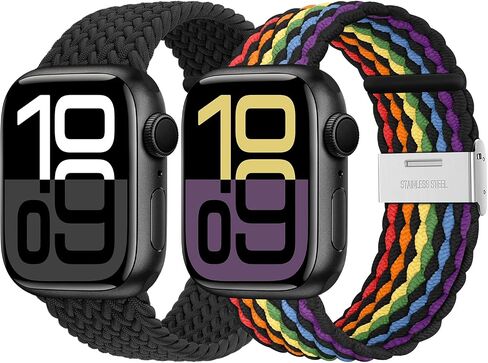 Braided Solo Loop Compatible with Apple Watch Band 44mm 40mm 38mm 42mm 41mm 45mm 46mm 49mm Men Women, Stretchy Nylon Strap Elastic Sport Wristband for iWatch Series 10 9 8 7 6 5 4 3 SE Ultra in Kuwait