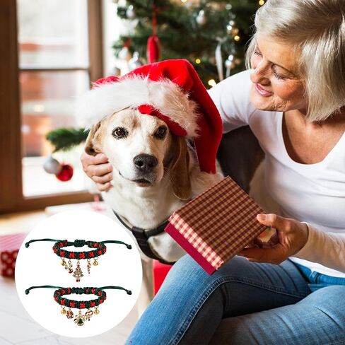 قطعتان من طوق كلب عيد الميلاد، طوق كلب قابل للتعديل لعيد الميلاد مع أجراس طوق ربطة عنق عيد الميلاد للكلاب والقطط فستان جلجل محبوك لجرو كيتي in Saudi Arabia