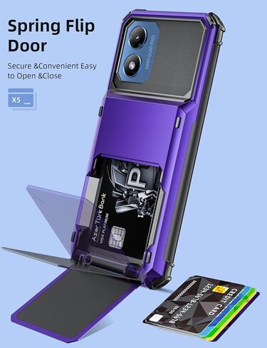 COOYA for Moto G Play 2024 حافظة محفظة 5 فتحة حامل بطاقة الائتمان غطاء قلاب Moto G Play 2024 محفظة جيب خلفي طبقة مزدوجة واقية صلبة من مادة TPU المطاطية لهاتف Moto G Play 2024 6.5 بوصة أزرق in Kuwait