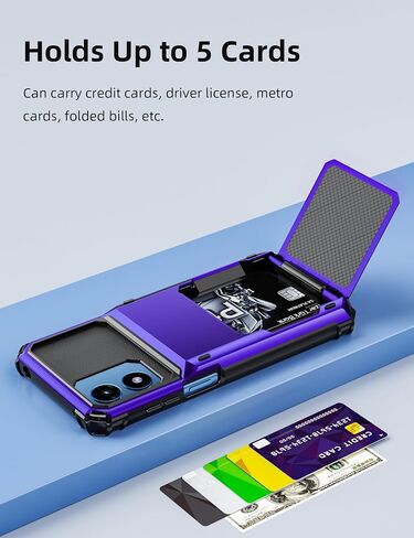 COOYA for Moto G Play 2024 حافظة محفظة 5 فتحة حامل بطاقة الائتمان غطاء قلاب Moto G Play 2024 محفظة جيب خلفي طبقة مزدوجة واقية صلبة من مادة TPU المطاطية لهاتف Moto G Play 2024 6.5 بوصة أزرق in Kuwait