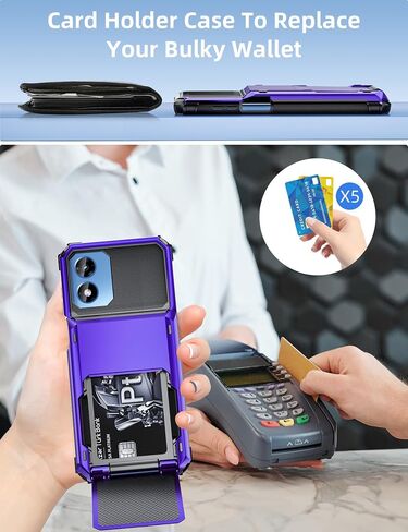 COOYA for Moto G Play 2024 حافظة محفظة 5 فتحة حامل بطاقة الائتمان غطاء قلاب Moto G Play 2024 محفظة جيب خلفي طبقة مزدوجة واقية صلبة من مادة TPU المطاطية لهاتف Moto G Play 2024 6.5 بوصة أزرق in Kuwait