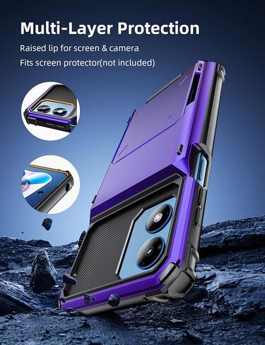 COOYA for Moto G Play 2024 حافظة محفظة 5 فتحة حامل بطاقة الائتمان غطاء قلاب Moto G Play 2024 محفظة جيب خلفي طبقة مزدوجة واقية صلبة من مادة TPU المطاطية لهاتف Moto G Play 2024 6.5 بوصة أزرق in Kuwait