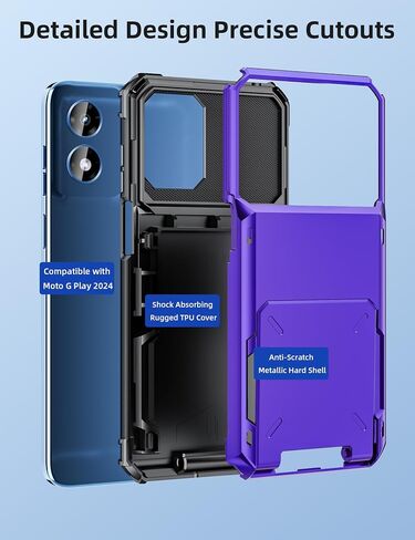 COOYA for Moto G Play 2024 حافظة محفظة 5 فتحة حامل بطاقة الائتمان غطاء قلاب Moto G Play 2024 محفظة جيب خلفي طبقة مزدوجة واقية صلبة من مادة TPU المطاطية لهاتف Moto G Play 2024 6.5 بوصة أزرق in Kuwait