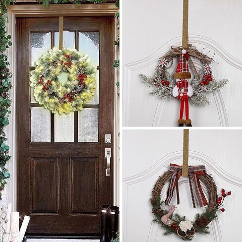 Aovdy 3 Pack Christmas Wreath-Hangers for Front Door Christmas Decorations for Door Inside Outside Door Hooks Christmas Decor (Multicolour-Red, Green, and Silver) in Saudi Arabia