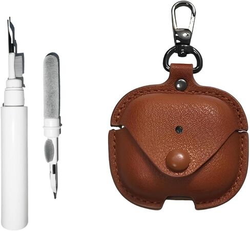 [3 in 1] TSVSXS Leather Case Compatible with AirPods 4 with Keychain, Soft PU Shockproof Protective Cover with Cleaning Pen Compatible with AirPods 4 with Active Noise Cancellation in Kuwait