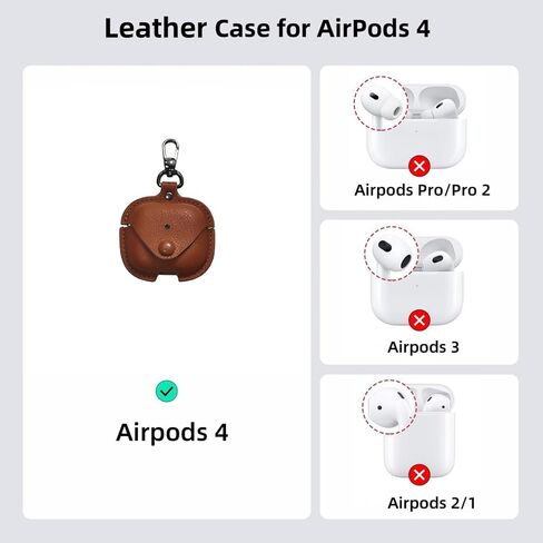[3 in 1] TSVSXS Leather Case Compatible with AirPods 4 with Keychain, Soft PU Shockproof Protective Cover with Cleaning Pen Compatible with AirPods 4 with Active Noise Cancellation in Kuwait