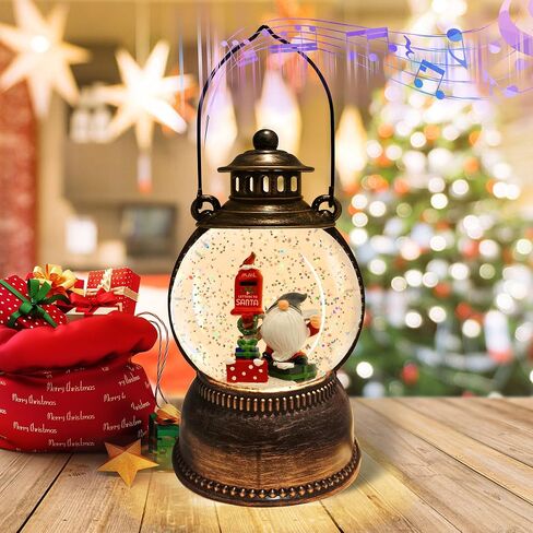 Christmas Snow Globe Lantern, Cardinal Snow Globe Lighted Water Lantern with Music and 6 Hour Timer, USB Lined/Battery Powered Singing Lantern, Christmas Decor Gifts - 10.4 in. in Saudi Arabia