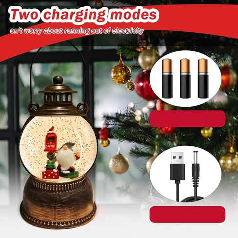 Christmas Snow Globe Lantern, Cardinal Snow Globe Lighted Water Lantern with Music and 6 Hour Timer, USB Lined/Battery Powered Singing Lantern, Christmas Decor Gifts - 10.4 in. in Saudi Arabia