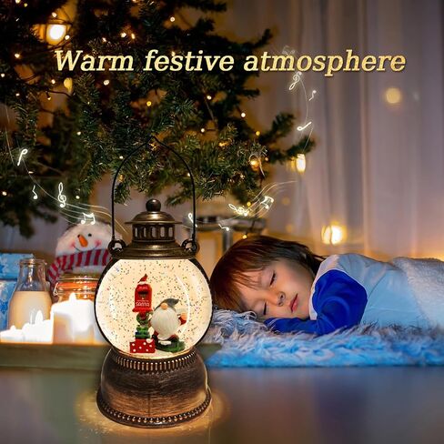 Christmas Snow Globe Lantern, Cardinal Snow Globe Lighted Water Lantern with Music and 6 Hour Timer, USB Lined/Battery Powered Singing Lantern, Christmas Decor Gifts - 10.4 in. in Saudi Arabia