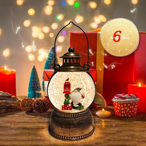 Christmas Snow Globe Lantern, Cardinal Snow Globe Lighted Water Lantern with Music and 6 Hour Timer, USB Lined/Battery Powered Singing Lantern, Christmas Decor Gifts - 10.4 in. in Saudi Arabia