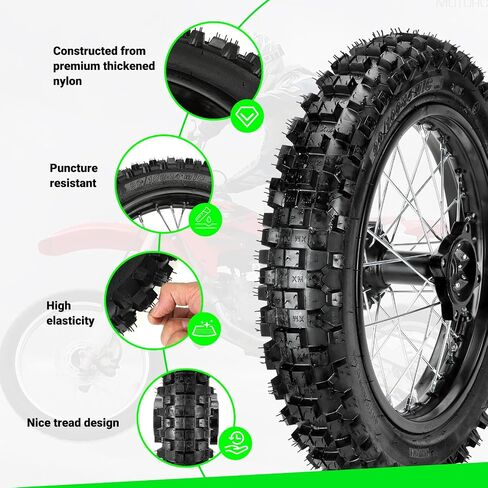 70/100-17 2.75-17 Front Wheel Tire Inner Tube Assembly for 125cc 140cc Dirt Pit Bike KLX125 KX85 TTR125 YZ85 YZ80 RM80 Taotao DB17 DB27 SR150 Apollo RFZ 125 Motorcycle Parts with 12mm Bearings in Saudi Arabia